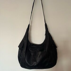 Black Leather Shoulder Bag Made in Mexico